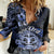 Aotearoa Kia Ora New Zealand Ta Moko Blue Version Women Casual Shirt LT01 Female Blue - Polynesian Pride