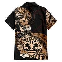 Aotearoa Kia Ora New Zealand Ta Moko Gold Version Family Matching Puletasi Dress and Hawaiian Shirt LT01 - Polynesian Pride