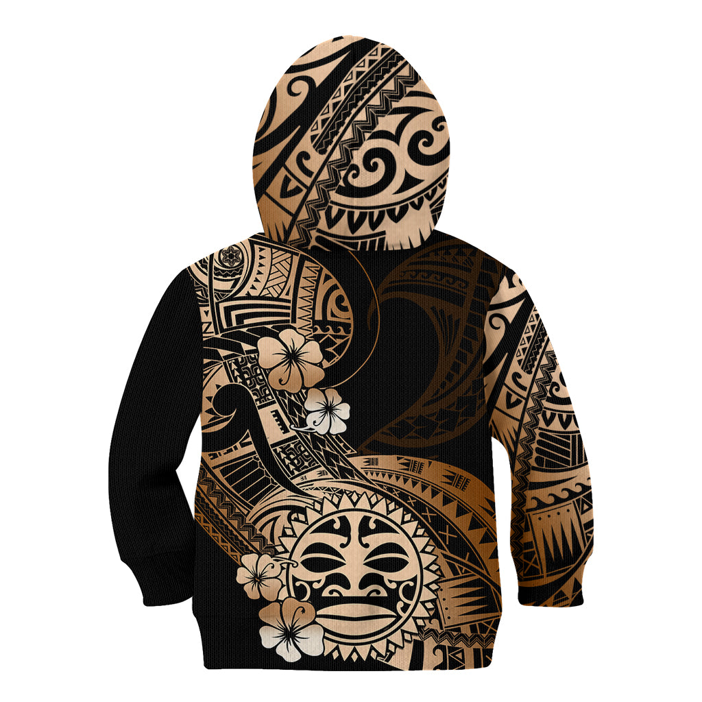 Aotearoa Kia Ora New Zealand Ta Moko Gold Version Kid Hoodie LT01 - Polynesian Pride