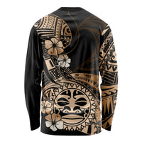 Aotearoa Kia Ora New Zealand Ta Moko Gold Version Long Sleeve Shirt LT01 - Polynesian Pride