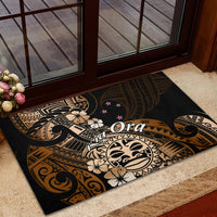 Aotearoa Kia Ora New Zealand Ta Moko Gold Version Rubber Doormat LT01 - Polynesian Pride