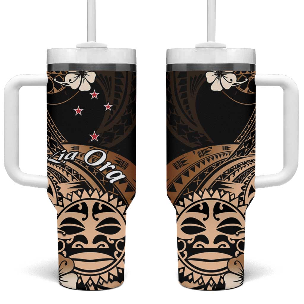 Aotearoa Kia Ora New Zealand Ta Moko Gold Version Tumbler With Handle