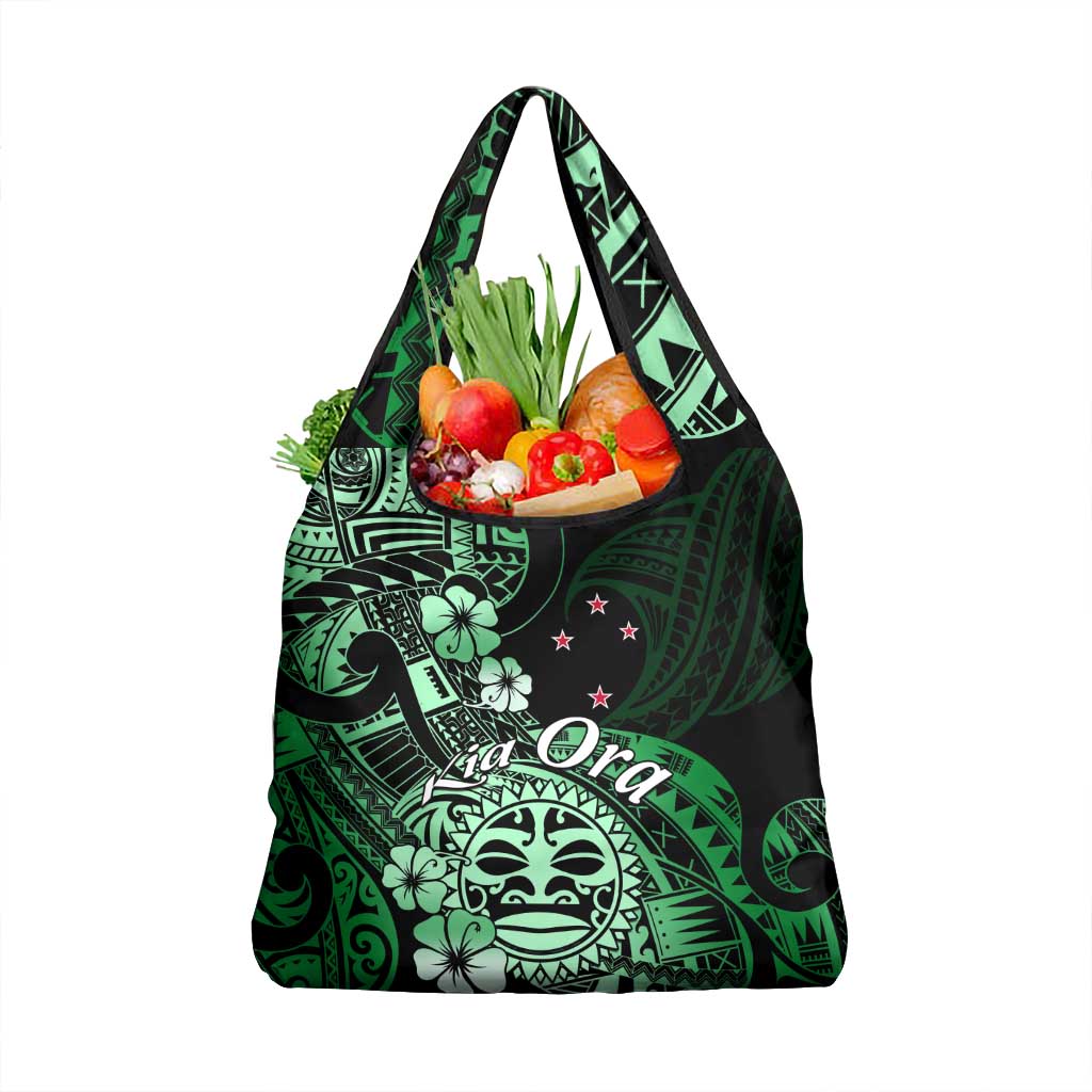 Aotearoa Kia Ora New Zealand Ta Moko Green Version Grocery Bag