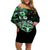 Aotearoa Kia Ora New Zealand Ta Moko Green Version Off Shoulder Short Dress LT01 Women Green - Polynesian Pride