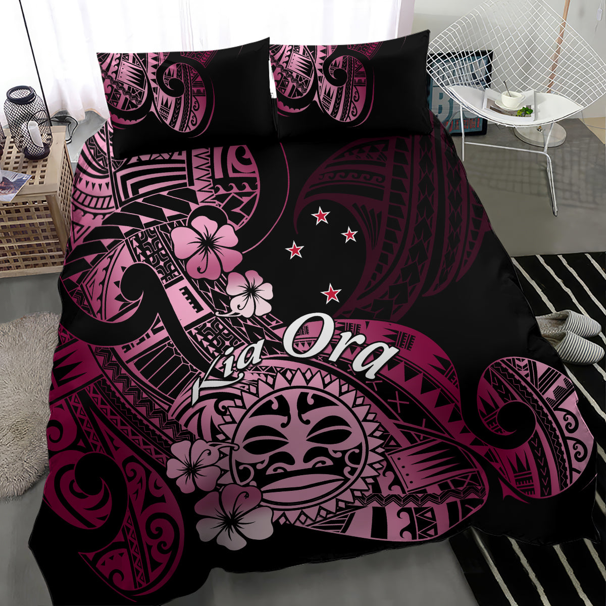 Aotearoa Kia Ora New Zealand Ta Moko Pink Version Bedding Set LT01 - Polynesian Pride