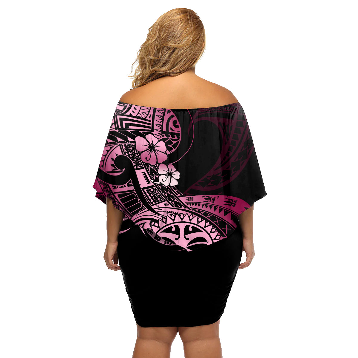 Aotearoa Kia Ora New Zealand Ta Moko Pink Version Family Matching Off Shoulder Short Dress and Hawaiian Shirt LT01 - Polynesian Pride