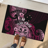 Aotearoa Kia Ora New Zealand Ta Moko Pink Version Rubber Doormat LT01 - Polynesian Pride