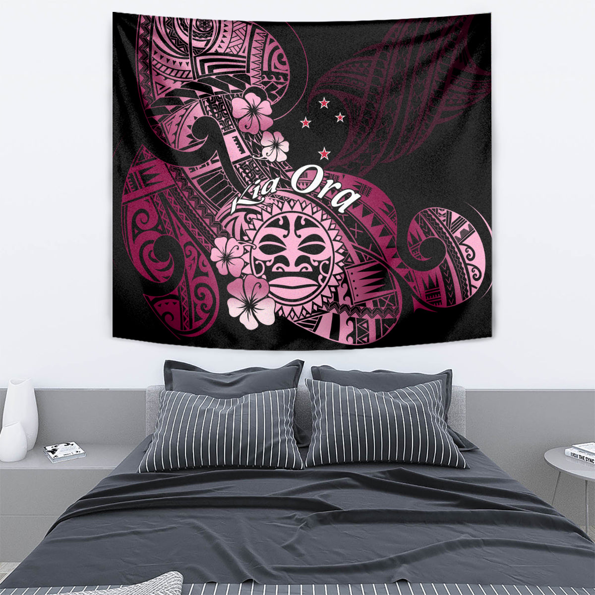 Aotearoa Kia Ora New Zealand Ta Moko Pink Version Tapestry LT01 - Polynesian Pride