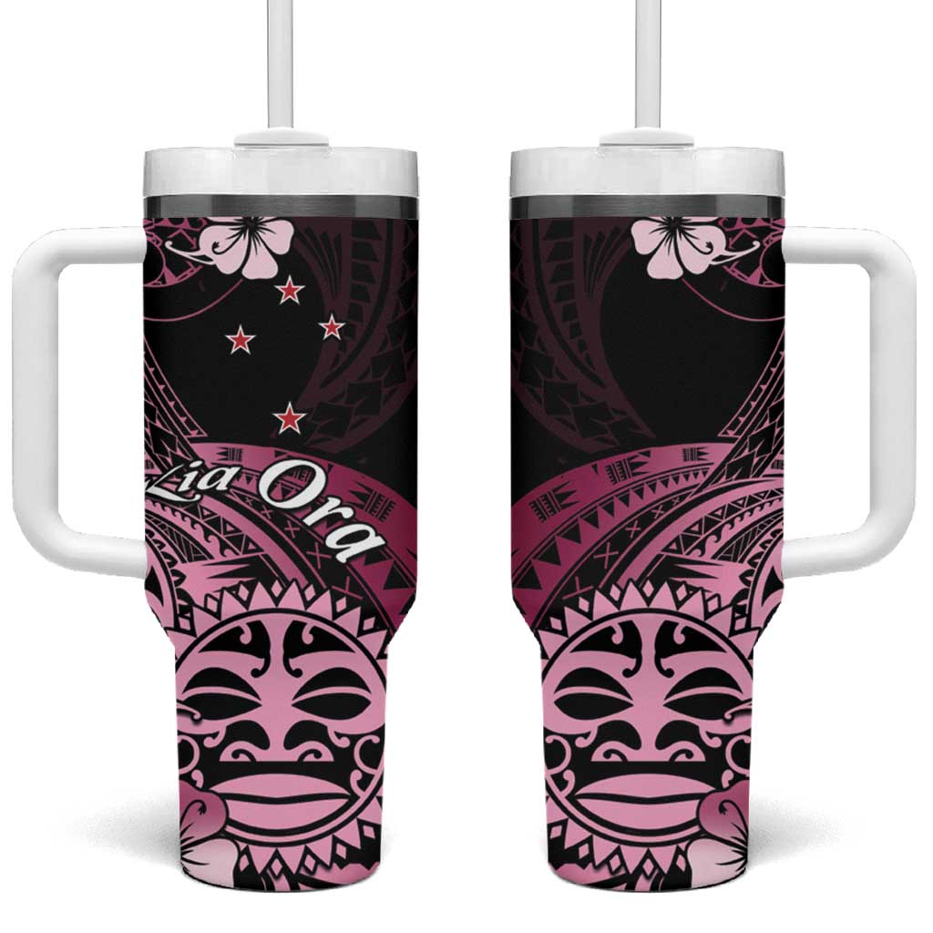 Aotearoa Kia Ora New Zealand Ta Moko Pink Version Tumbler With Handle