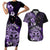 Aotearoa Kia Ora New Zealand Ta Moko Purple Version Couples Matching Short Sleeve Bodycon Dress and Hawaiian Shirt LT01 Purple - Polynesian Pride