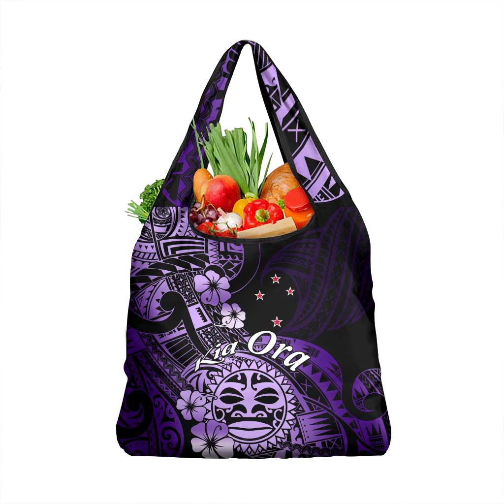 Aotearoa Kia Ora New Zealand Ta Moko Purple Version Grocery Bag