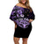 Aotearoa Kia Ora New Zealand Ta Moko Purple Version Off Shoulder Short Dress LT01 Women Purple - Polynesian Pride