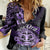 Aotearoa Kia Ora New Zealand Ta Moko Purple Version Women Casual Shirt LT01 Female Purple - Polynesian Pride