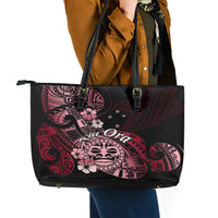 Aotearoa Kia Ora New Zealand Ta Moko Red Version Leather Tote Bag LT01 - Polynesian Pride
