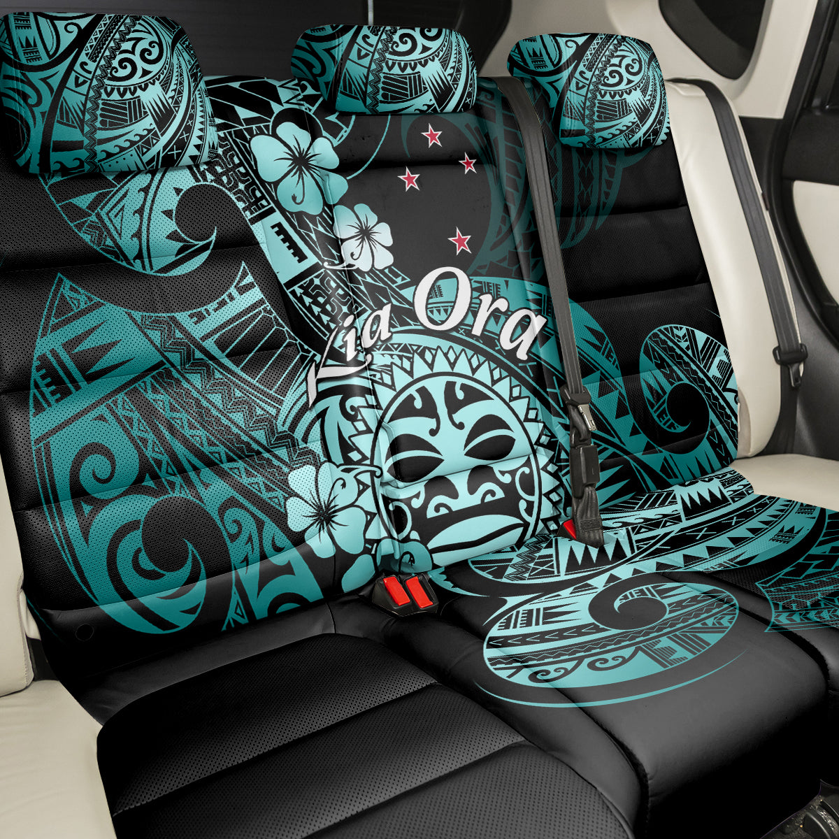 Aotearoa Kia Ora New Zealand Ta Moko Turquoise Version Back Car Seat Cover LT01
