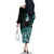 Aotearoa Kia Ora New Zealand Ta Moko Turquoise Version Family Matching Off Shoulder Long Sleeve Dress and Hawaiian Shirt LT01 - Polynesian Pride