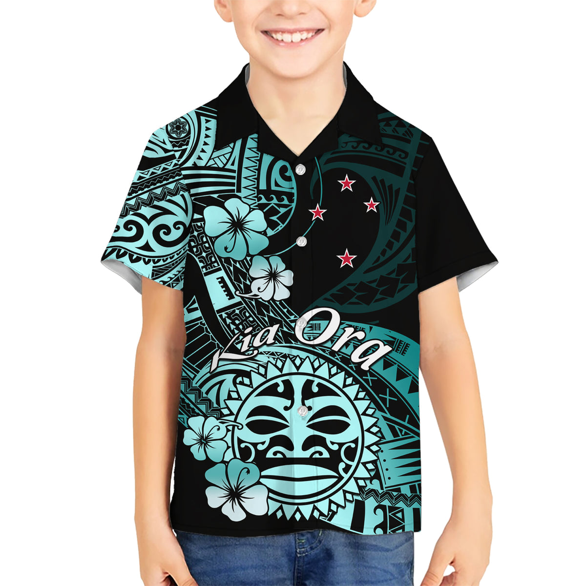 Aotearoa Kia Ora New Zealand Ta Moko Turquoise Version Hawaiian Shirt LT01 - Polynesian Pride