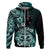 Aotearoa Kia Ora New Zealand Ta Moko Turquoise Version Hoodie LT01 Zip Hoodie Turquoise - Polynesian Pride