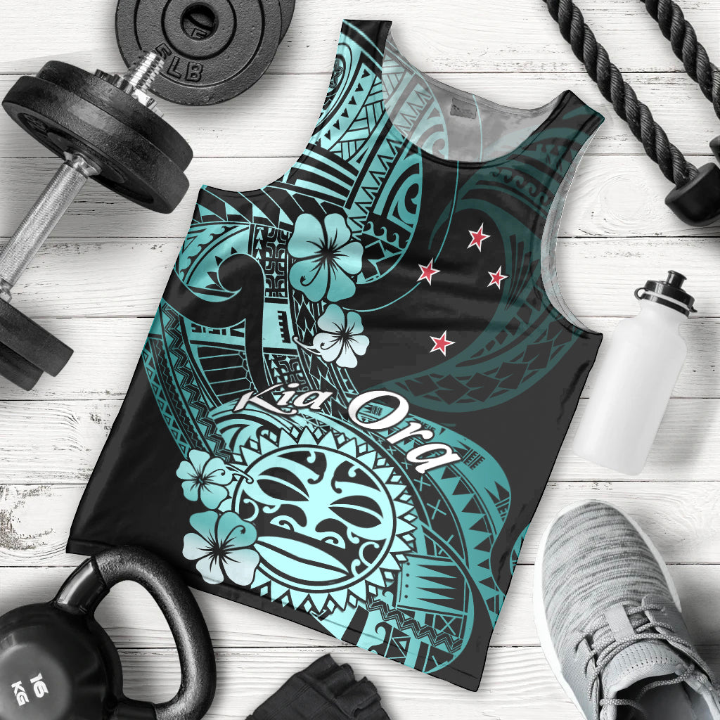 Aotearoa Kia Ora New Zealand Ta Moko Turquoise Version Men Tank Top LT01 - Polynesian Pride