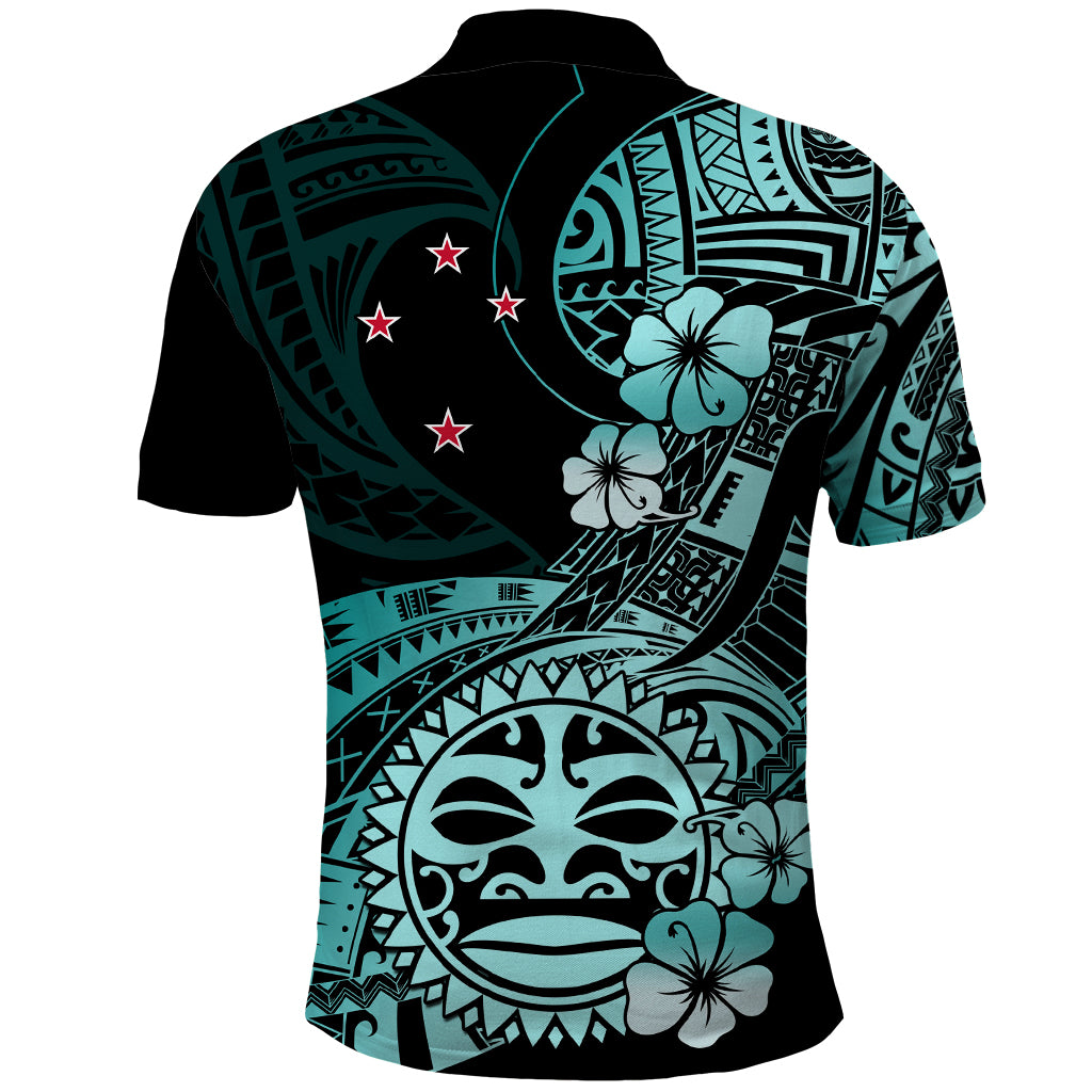 Aotearoa Kia Ora New Zealand Ta Moko Turquoise Version Polo Shirt LT01 - Polynesian Pride