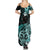 Aotearoa Kia Ora New Zealand Ta Moko Turquoise Version Summer Maxi Dress LT01 - Polynesian Pride