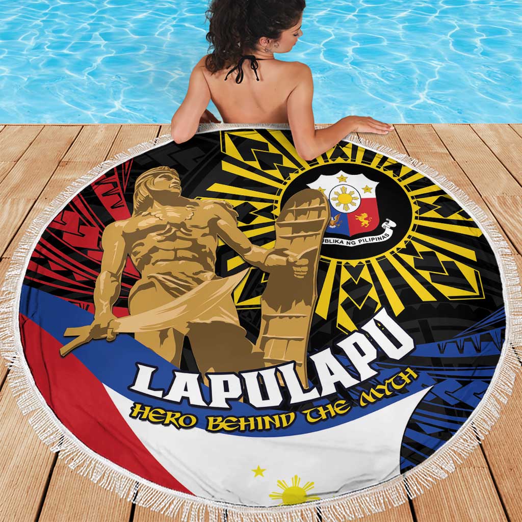 Lapulapu The First Filipino Hero Beach Blanket Polynesian Pattern