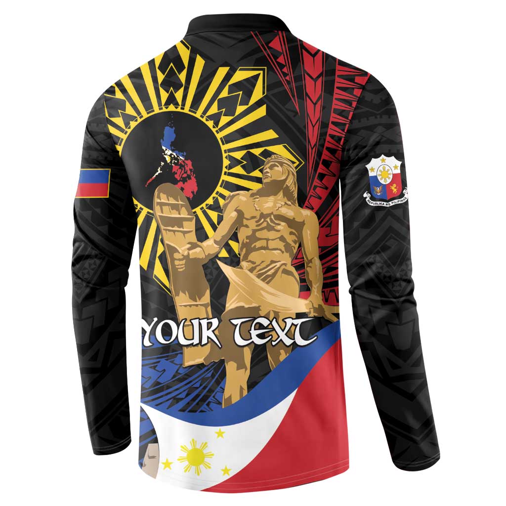 Personalized Lapulapu The First Filipino Hero Button Sweatshirt Polynesian Pattern