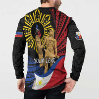 Personalized Lapulapu The First Filipino Hero Button Sweatshirt Polynesian Pattern