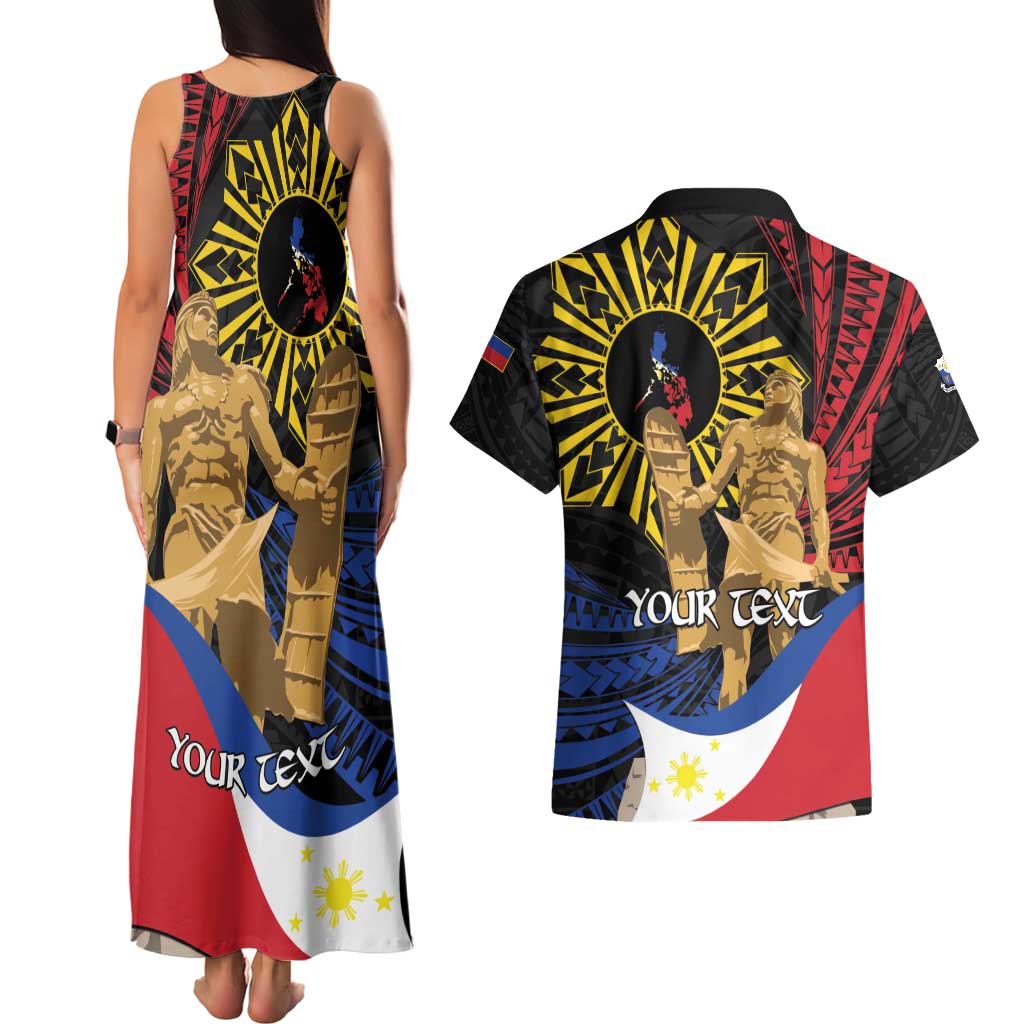 Personalized Lapulapu The First Filipino Hero Couples Matching Tank Maxi Dress and Hawaiian Shirt Polynesian Pattern