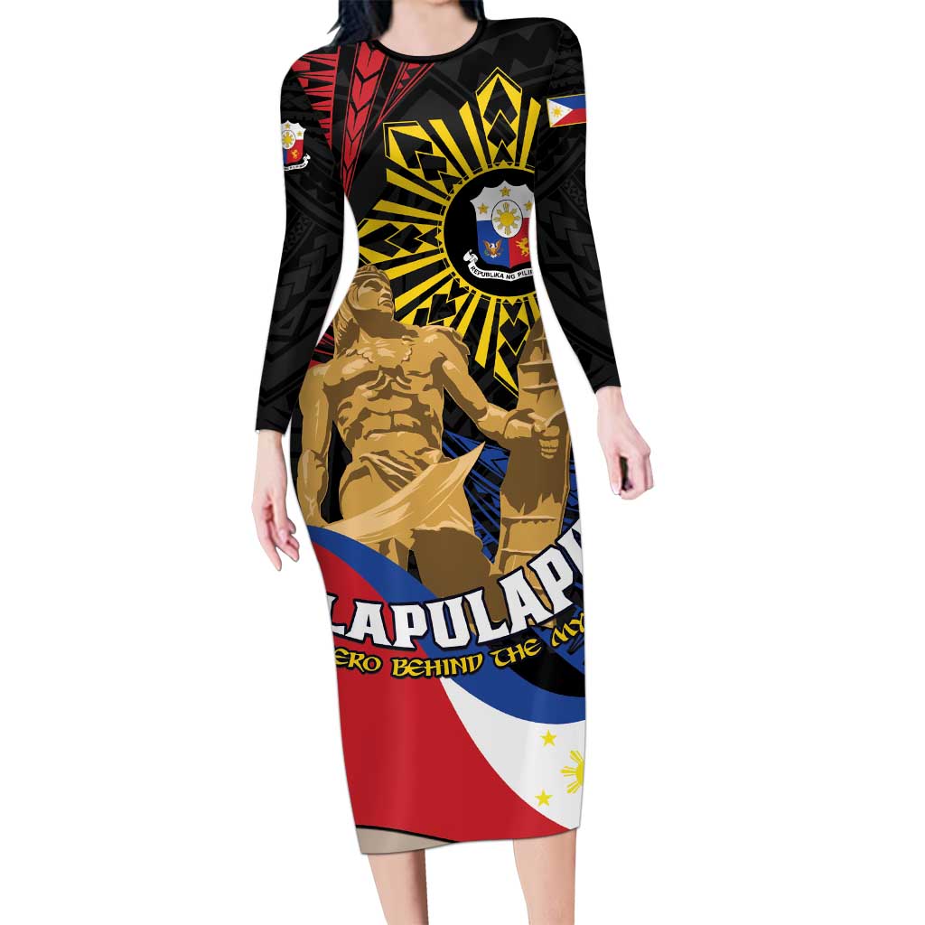 Personalized Lapulapu The First Filipino Hero Family Matching Long Sleeve Bodycon Dress and Hawaiian Shirt Polynesian Pattern