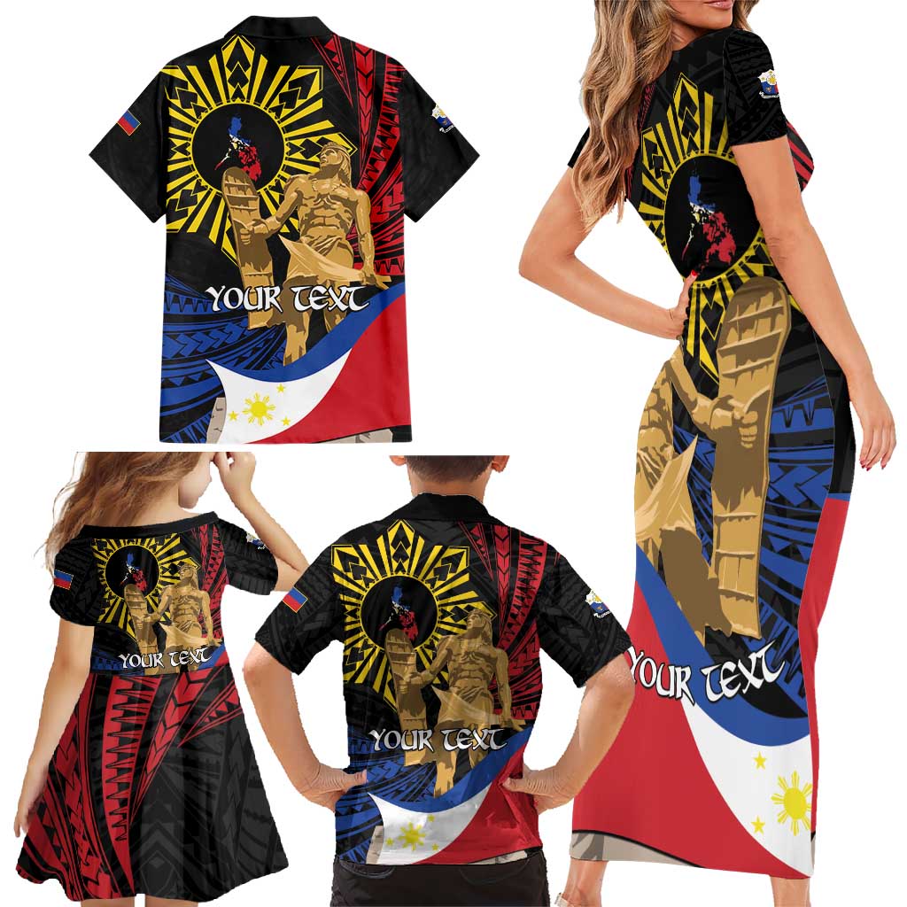 Personalized Lapulapu The First Filipino Hero Family Matching Short Sleeve Bodycon Dress and Hawaiian Shirt Polynesian Pattern