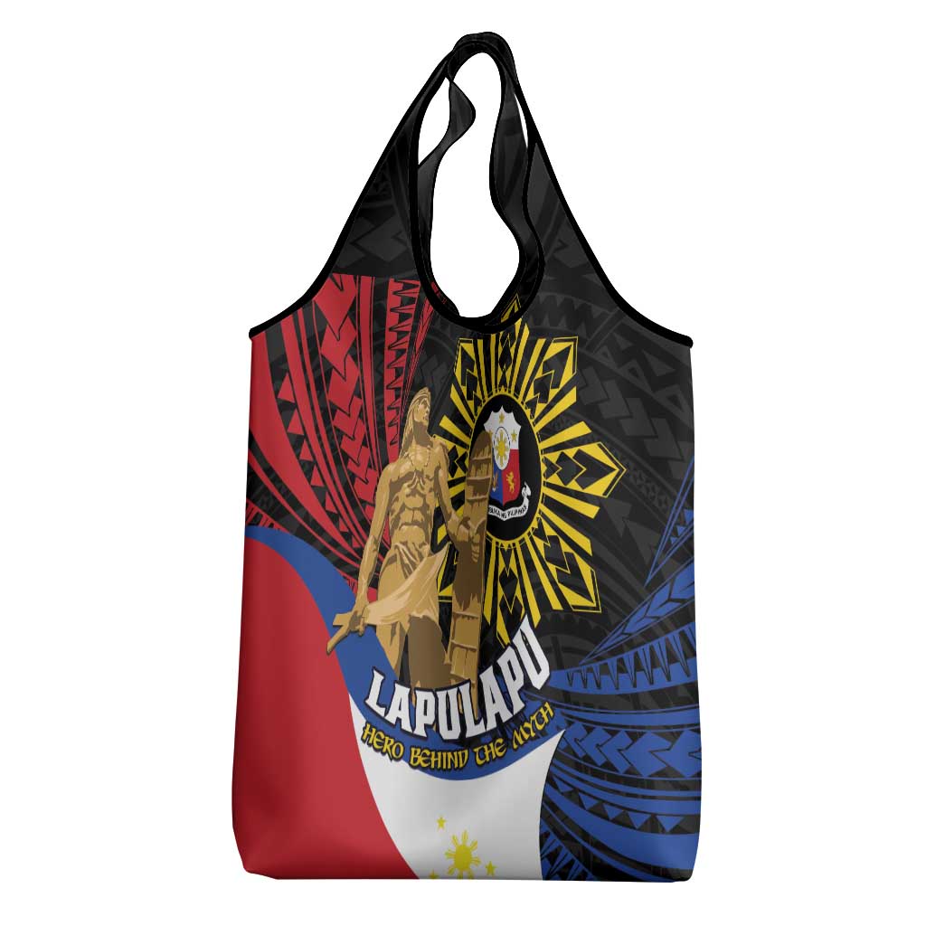 Lapulapu The First Filipino Hero Grocery Bag Polynesian Pattern