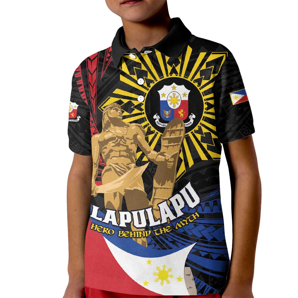 Personalized Lapulapu The First Filipino Hero Kid Polo Shirt Polynesian Pattern