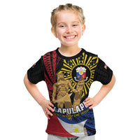 Personalized Lapulapu The First Filipino Hero Kid T Shirt Polynesian Pattern