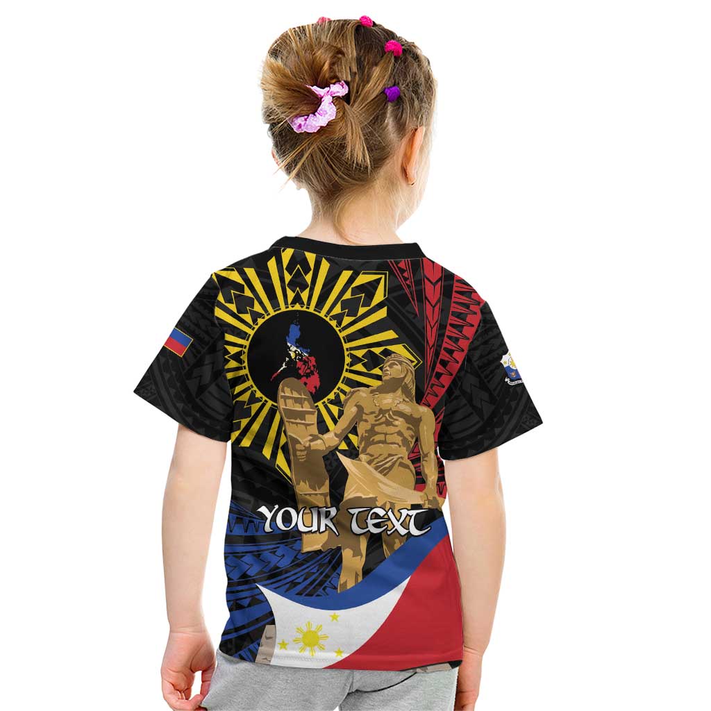 Personalized Lapulapu The First Filipino Hero Kid T Shirt Polynesian Pattern