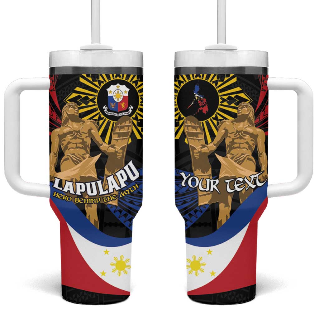 Personalized Lapulapu The First Filipino Hero Tumbler With Handle Polynesian Pattern