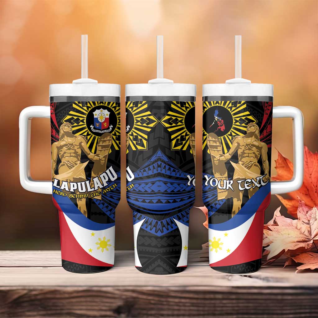Personalized Lapulapu The First Filipino Hero Tumbler With Handle Polynesian Pattern