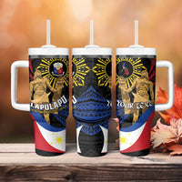 Personalized Lapulapu The First Filipino Hero Tumbler With Handle Polynesian Pattern