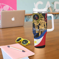 Personalized Lapulapu The First Filipino Hero Tumbler With Handle Polynesian Pattern