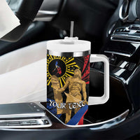 Personalized Lapulapu The First Filipino Hero Tumbler With Handle Polynesian Pattern