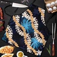 Puakenikeni Maile Lei Apron Frangipani Blue Tropical Leaves