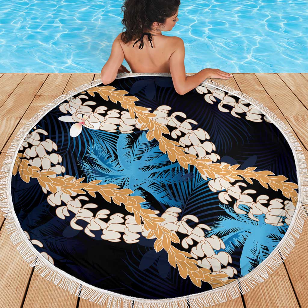 Puakenikeni Maile Lei Beach Blanket Frangipani Blue Tropical Leaves