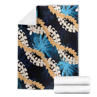 Puakenikeni Maile Lei Blanket Frangipani Blue Tropical Leaves