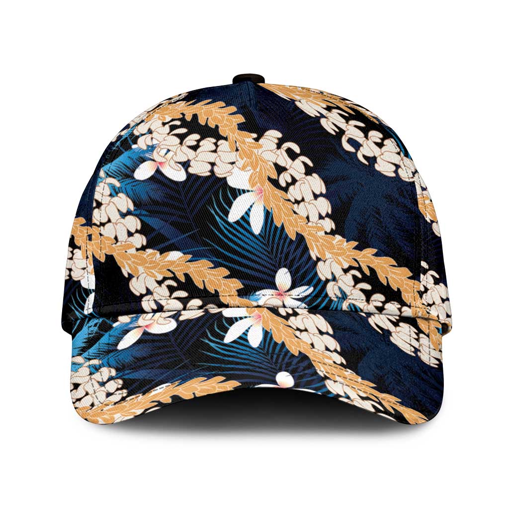 Puakenikeni Maile Lei Classic Cap Frangipani Blue Tropical Leaves