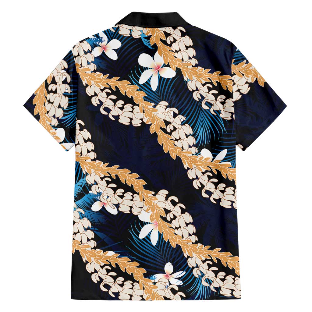 Puakenikeni Maile Lei Family Matching Off Shoulder Maxi Dress and Hawaiian Shirt Frangipani Blue Tropical Leaves LT01 - Polynesian Pride