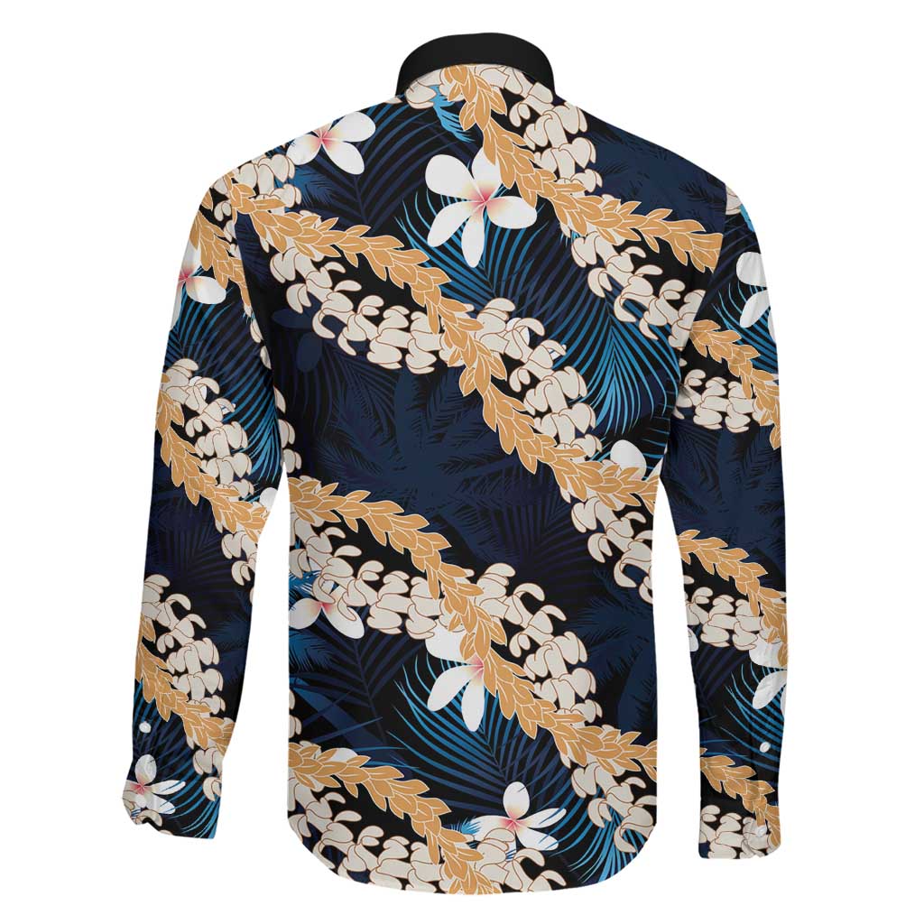 Puakenikeni Maile Lei Family Matching Summer Maxi Dress and Hawaiian Shirt Frangipani Blue Tropical Leaves LT01 - Polynesian Pride