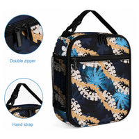 Puakenikeni Maile Lei Lunch Bag Frangipani Blue Tropical Leaves LT01 - Polynesian Pride