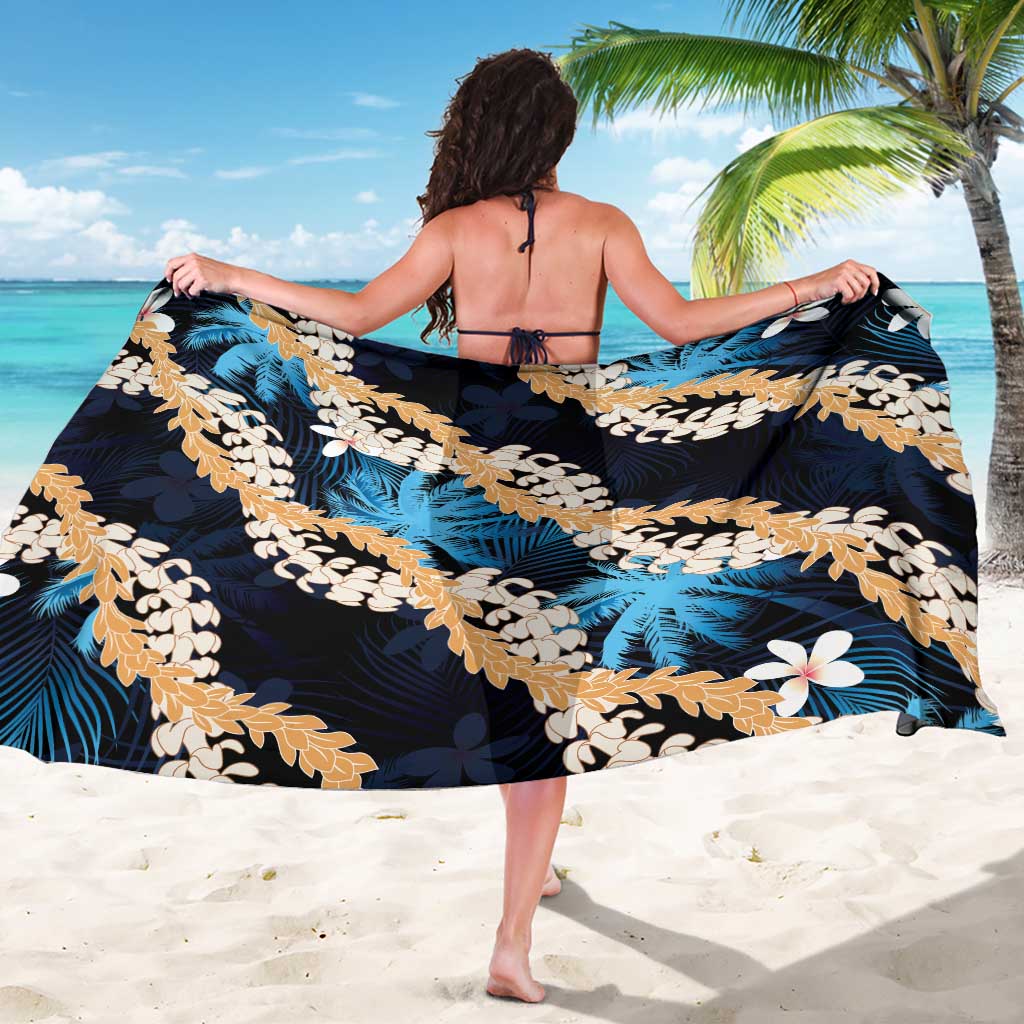 Puakenikeni Maile Lei Sarong Frangipani Blue Tropical Leaves