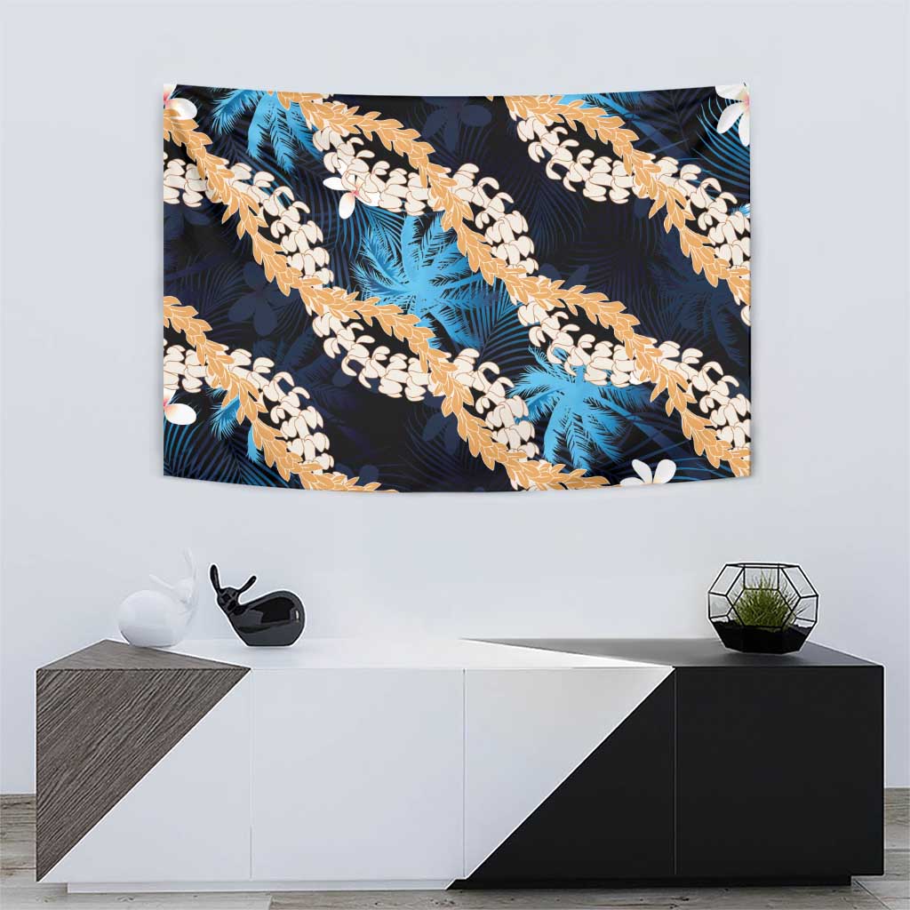 Puakenikeni Maile Lei Tapestry Frangipani Blue Tropical Leaves
