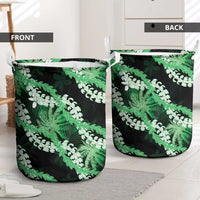 Puakenikeni Maile Lei Laundry Basket Frangipani Green Tropical Leaves